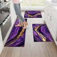 thumbnail image 4 of Purple Gradient Golden Embellishment Flowing Ripples Swirls Fluid Art Flannel Kitchen Rug Non Slip Washable Runner Mat Bathroom Living Room Doormat, 4 of 13