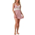 thumbnail image 2 of INSPIRE CHIC Women's Lingerie Chemise Nightgown Lace Full Slip Nightie Sleepwear Pajama Dress S Pink, 2 of 6
