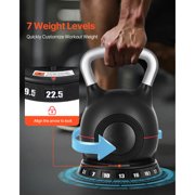 KFFKFF Adjustable Kettlebell with 7 Weight Options (3.5 to 22.5 lbs), Crafted from Die-Cast Aluminum and ABS, Ideal for Grip Strength, Full-Body Exercises, and Cross-Training