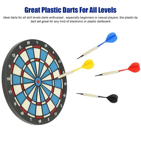 12PCS DARTS PLASTIC TIP, EEEKIT SOFT TIP DARTS, 18 GRAM WITH 100 EXTRA BLACK 2BA REPLACEMENT TIPS, ALUMINUM SHAFTS, SAFE FLIGHTS FOR ELECTRONIC OR PLASTIC DARTBOARD, 4 COLOR