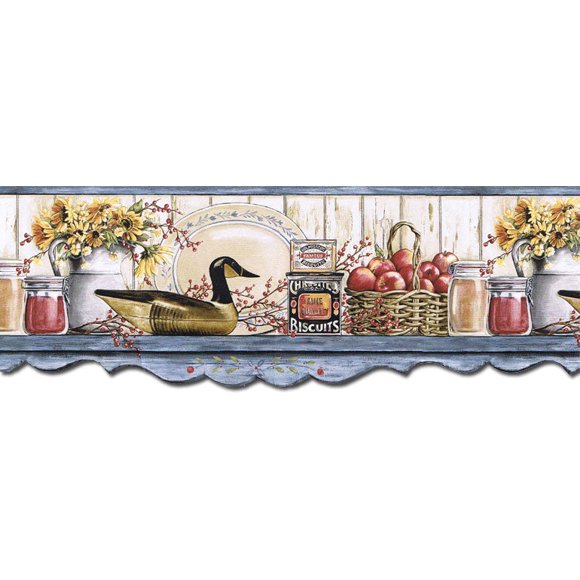 Kitchen Shelf Apples Wallpaper Border AFR7128