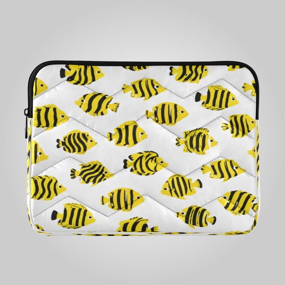 13in Laptop Bag Briefcases Computer Inner Bags Computer Bags Laptop Sleeves Work Travel School Bag Yellow Black Fish Pattern