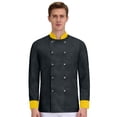 thumbnail image 4 of Domuza Unisex Chef Jacket Classic Long Sleeve Kitchen Restaurant Cooking Works Outfit Waterproof Solid Lightweight Breathable Tops Yellow L, 4 of 6