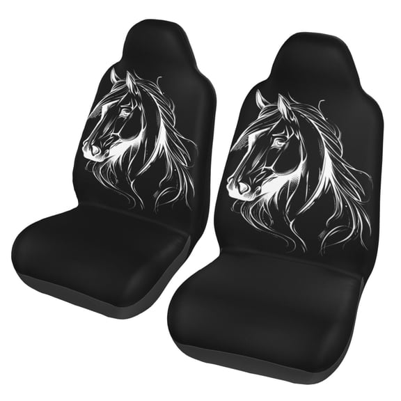 KAKALAD Horse Head 01 Car Accessories Seat Covers Set Vehicle Seat Covers Universal Front Seats Protector 2 Pcs