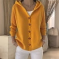 thumbnail image 3 of Womens Button Down Hooded Cardigan Sweaters, Knit Hoodie Coat Jacket, Soft and Comfortable Yellow XL, 3 of 5