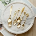 thumbnail image 5 of ZHaobin 6Pcs/Set Vintage European Palace Tableware Set Fruit Cake Fork Coffee Spoon Kitchen Accessories (Yellow copper), 5 of 7