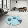thumbnail image 3 of Ahgly Company Indoor Round Patterned Blue Koi Blue Area Rugs, 5' Round, 3 of 6