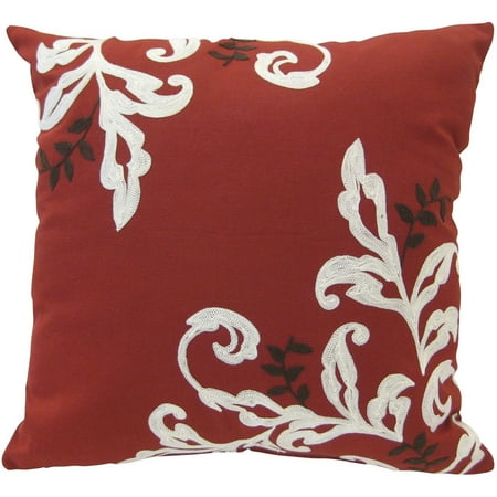 Red Scroll - Better Homes and Gardens Citrus Scroll 18''x18'' Decorative Pillow, Red