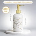 thumbnail image 3 of Dispensador de jabon baño Juego de 2 Piezas 400ml，diseño de mármol Dorado y Blanco，Dispensador de jabón líquido de Manos para baño y Cocina líquido,loción,Jabón de Manos, champú, Gel de Ducha, 3 of 8