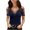 Navy, variant on Pntutb Womens Casual V-Neck Hot Drilling Strapless Net Yarn Short Sleeve T-Shirt Tops