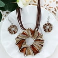 thumbnail image 5 of Ladies Retro Flower Pendant, Rope Collar Jewelry Sets - Necklace and Earrings, 5 of 10