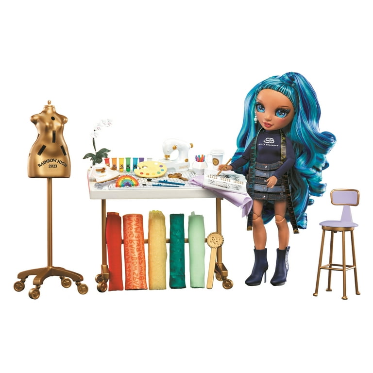 Rainbow High Dream & Design Fashion Studio Playset, Fashion Designer  Playset with Exclusive Blue Skyler Doll Plus Easy No Sew Fashion Kit Kids  Gift