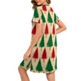thumbnail image 5 of Christmas Zip Robe for Women Short Sleeve Fleece Nightgown Xmas Tree Print Warm Cozy Sleepwear Holiday Loungewear, 5 of 7