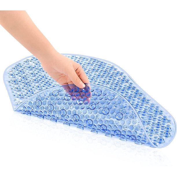 Alfombrilla Antideslizante para Bañera A Prueba de Moho Alfombrilla de Baño de 69 x 39 cm Alfombrilla de Ducha Lavable a Máquina con Orificios de Drenaje con Ventosa para Bañera Baño Niño Adulto Azul