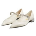 thumbnail image 2 of FSJ Women Sexy Rhinestones Pointed Toe Glitter Block Low Heels Pumps Band Slip On Office Work Wedding Dress Shoes Size 12 White, 2 of 4