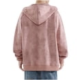 thumbnail image 3 of Timoontee Cardigan Hooded Sweatshirts for Men Loose Fit Long Sleeve Solid Big Pocket Full Zip Hoodies Fall Winter Trendy Casual Sweatshirts Pink L, 3 of 3