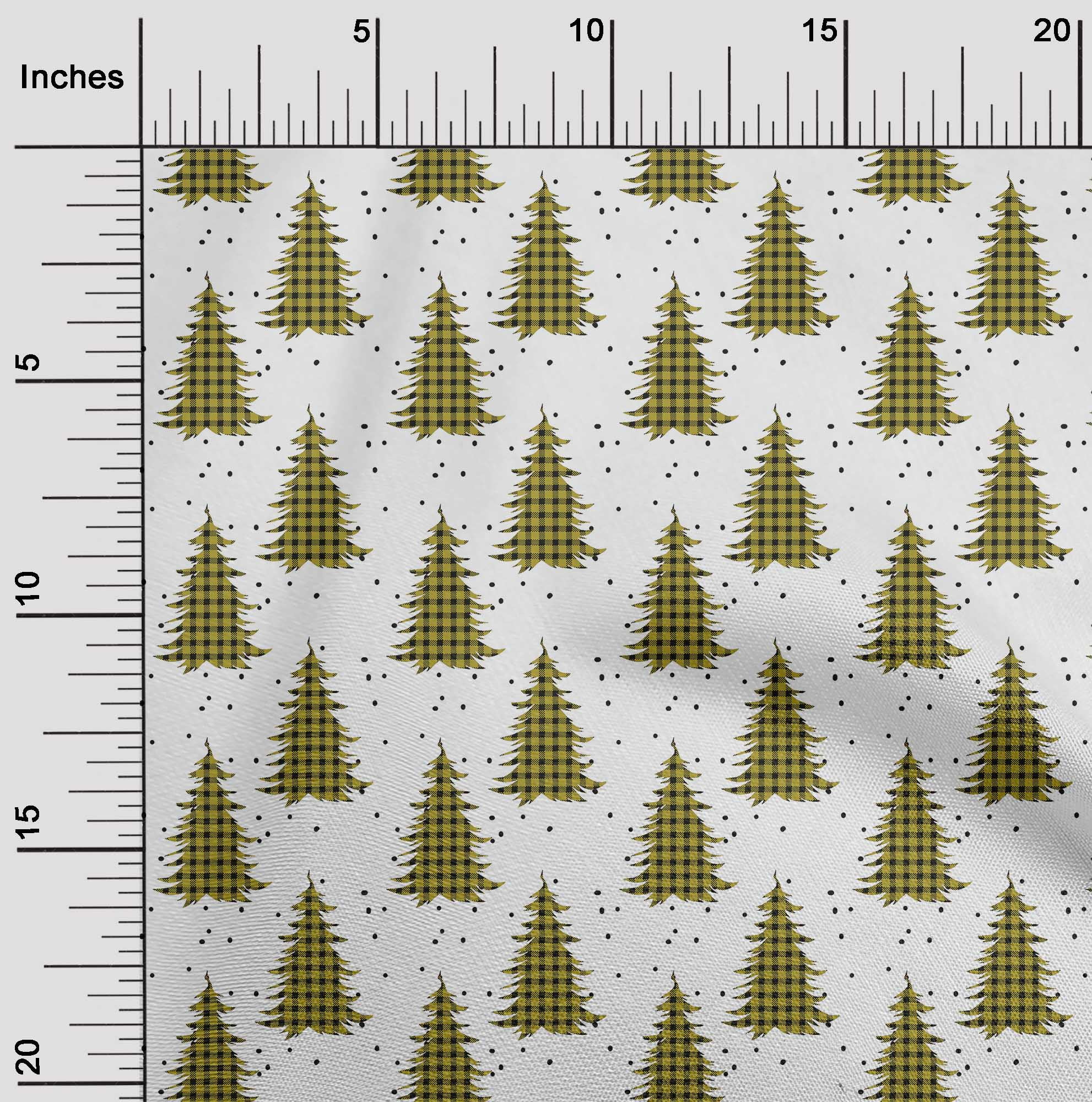 oneOone Cotton Poplin Olive Green Fabric Merry Christmas Sewing Material Print Fabric By The Yard 42 Inch Wide