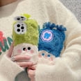 thumbnail image 6 of Cute Cartoon Plush Phone Case Compatible with iPhone 14 Pro Max, Funny 3D Blue Furry Winter Warm Plush Spoof Braids Face Shockproof Phone Cover for Girls Women, 6 of 6