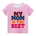 thumbnail image 3 of AJTQTH My Mom is the Best Cute Kids Boys Girls Summer Short Sleeve Round Neck Graphic T-Shirts Loose Fit Casual Holiday Gift Tees Tops Mother's Day Outfit Clothes Pink 5 Years, 3 of 4