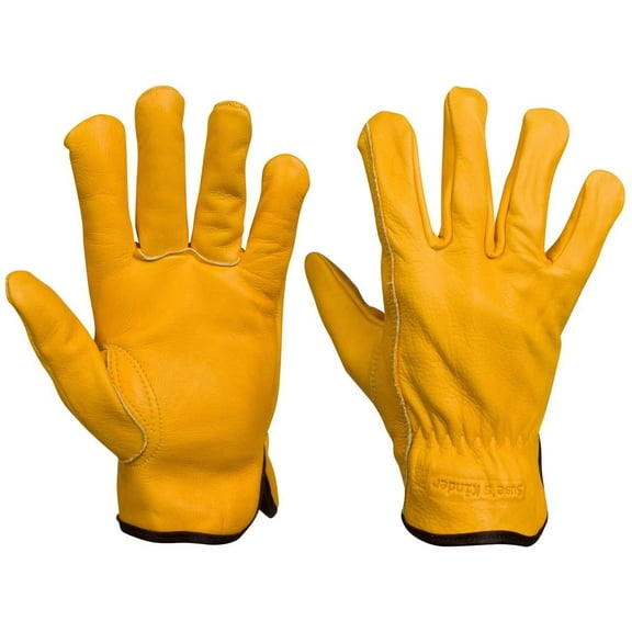 Work Gloves for Men and Women, Top Grain Leather (3 pairs, Med)