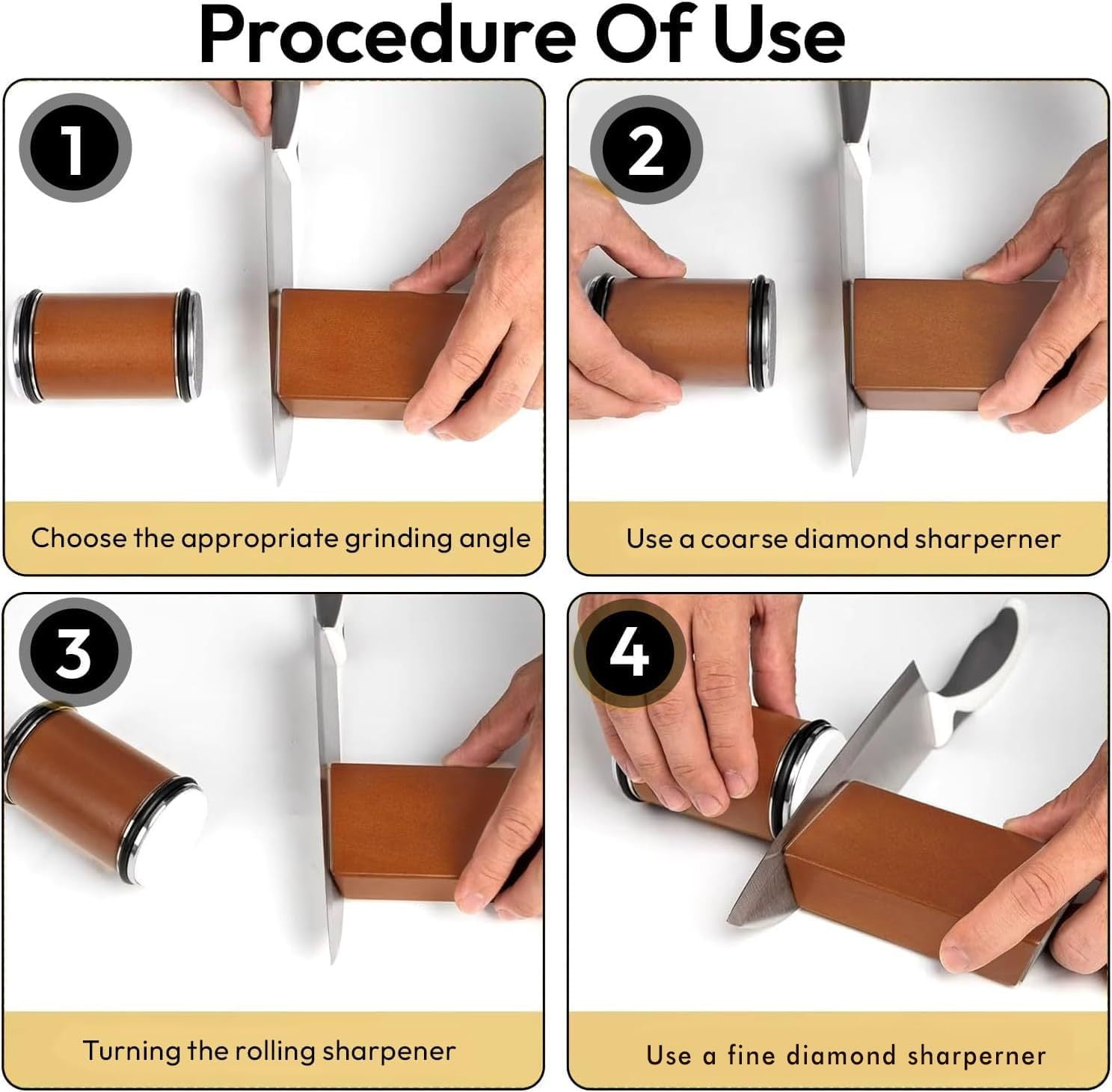 Tumbler Knife Sharpener Rolling Diamond Sharpening Stone #1000/#400 Sharpener Kit Kitchen Knives 15 and 20 Degrees
