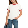 thumbnail image 2 of hoksml Color Block T-Shirt for Big Kids, Boys Girls Short Sleeve Round Neck Top Comfortable Casual Tee for Youth, 2 of 7