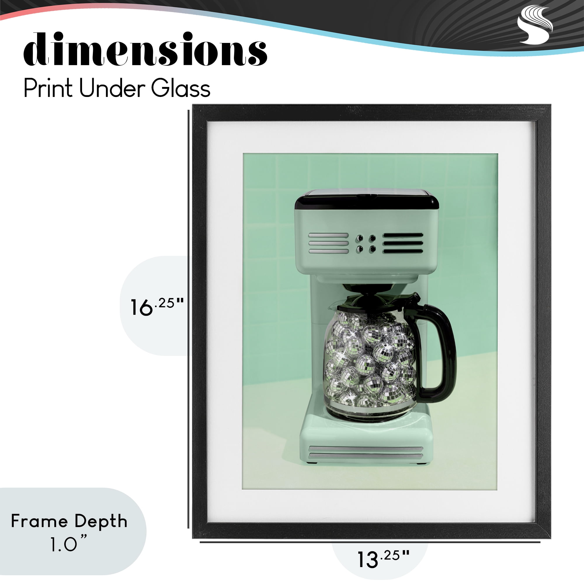 Stupell Industries Disco Coffee Maker over Green Black Framed Print Under Glass, design by LISH Creative