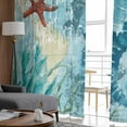 thumbnail image 4 of ERUNPONLY Sea Seahorse Coastal Sheer Curtains 63 Inch Length 2 Panels Set, Nautical Summer Coral Ocean Vintage Voile Window Treatment Curtains Sheers Drapes for Bedroom/Living Room/Kitchen 52x"63"x2, 4 of 7