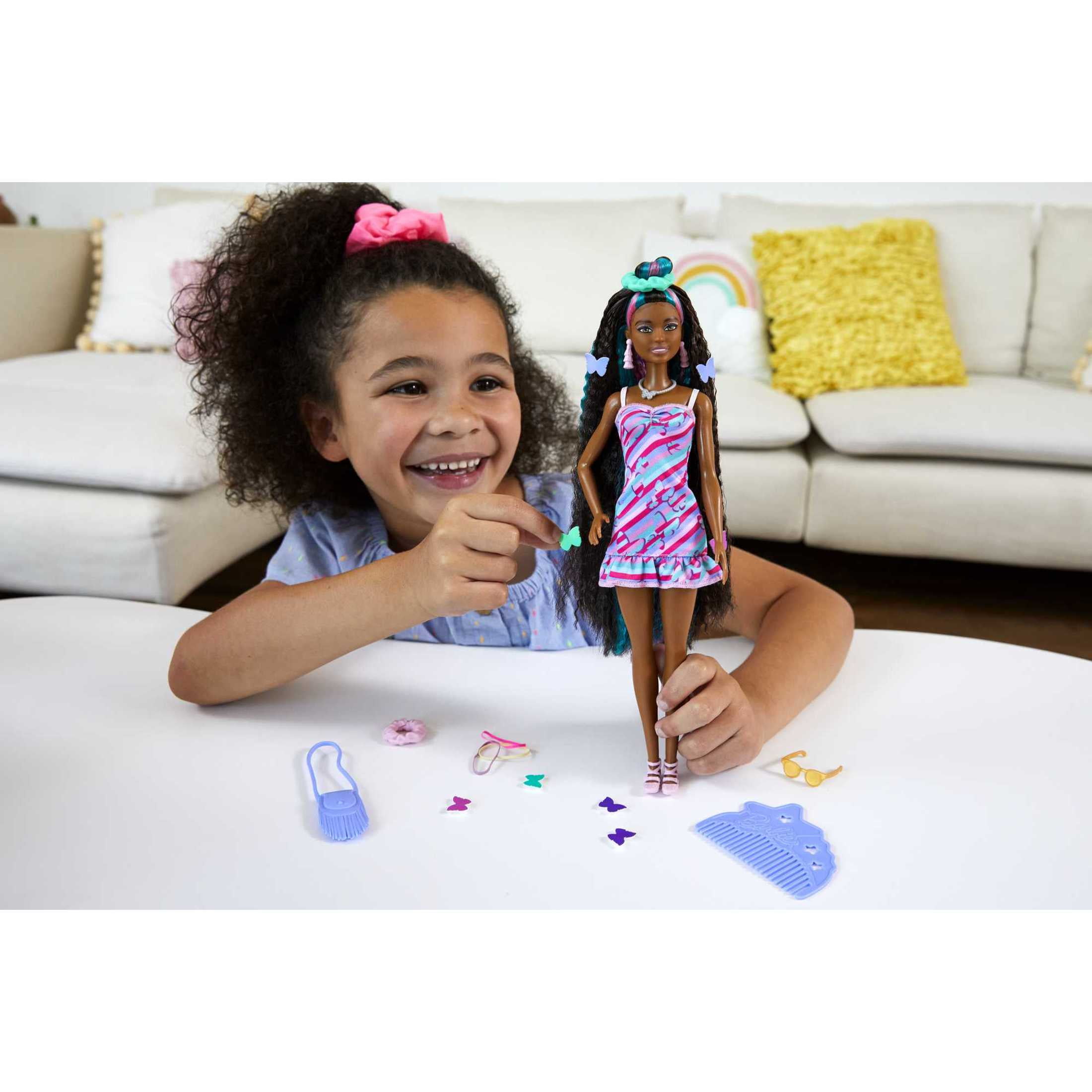 Barbie Totally Hair Fashion Doll with Butterfly Theme, Extra-Long Hair & 15 Styling Accessories
