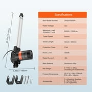 KFFKFF 12V Linear Actuator OK628‑6000N, 12 Inch Stroke, Aluminum Alloy (1 x Linear Actuator, 2 x Mounting Brackets, 2 x Screw Rods, 2 x R-Type Pins)