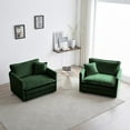 thumbnail image 6 of Accent Chair Set of 2, High-end Chenille Upholstered Armchairs, Living Room Side Chairs with Toss Pillow (Green), 6 of 9