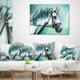 thumbnail image 3 of Designart Gray Horse on Blue Background - Animal Throw Pillow - 16x16, 3 of 4
