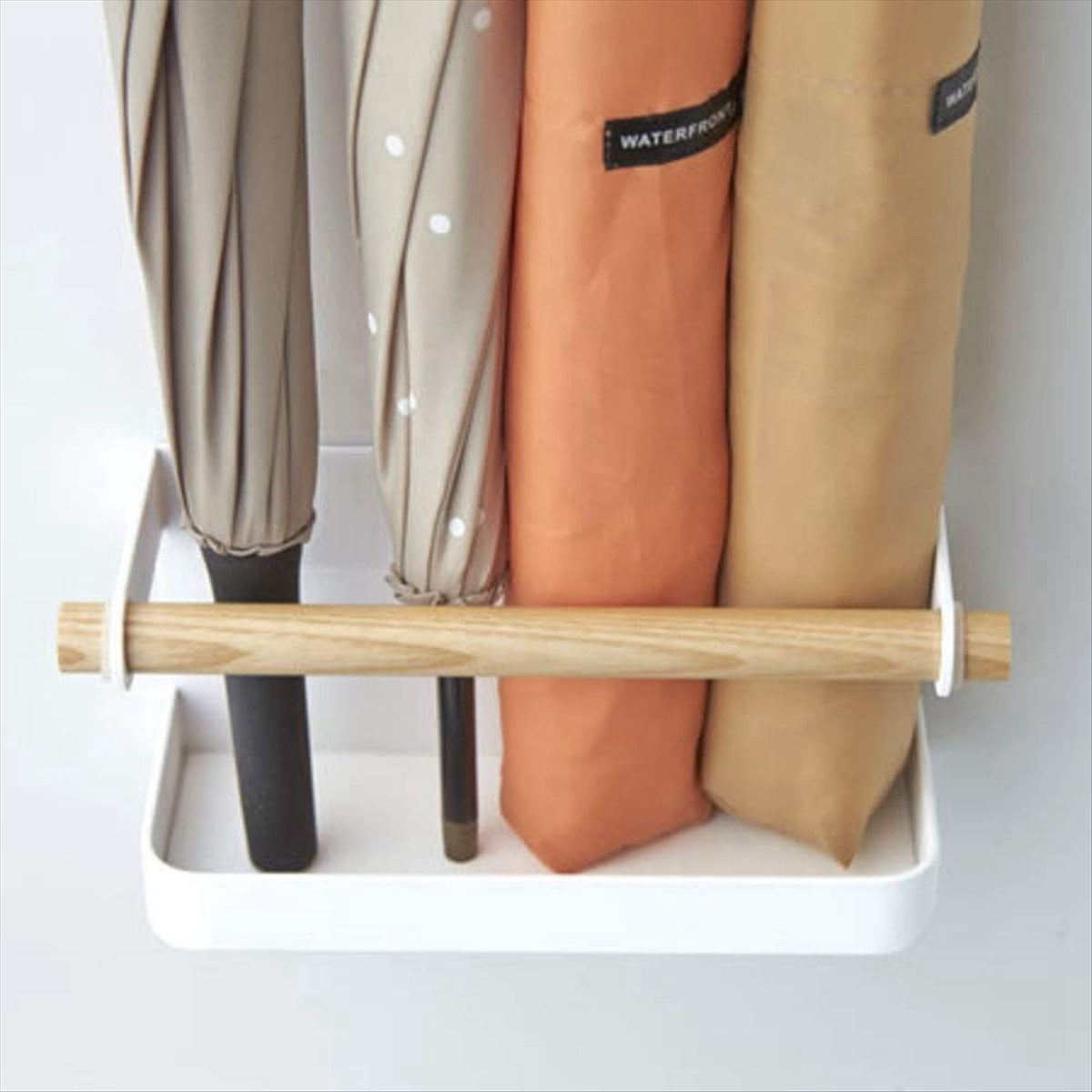 ckepdyeh Wall Umbrella Holder, Indoor Umbrella Rack Metal and Wood Japanese Umbrella Storage Shelf for Home-White Umbrella frame iron