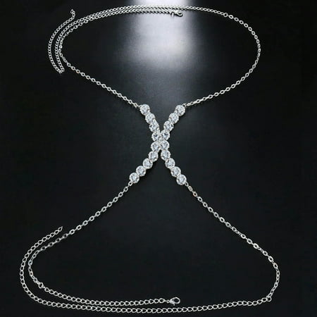 MATROOY New Jewelry Chest Bra Chain Women Sexy Body Decoration Lingerie Nipple-silver