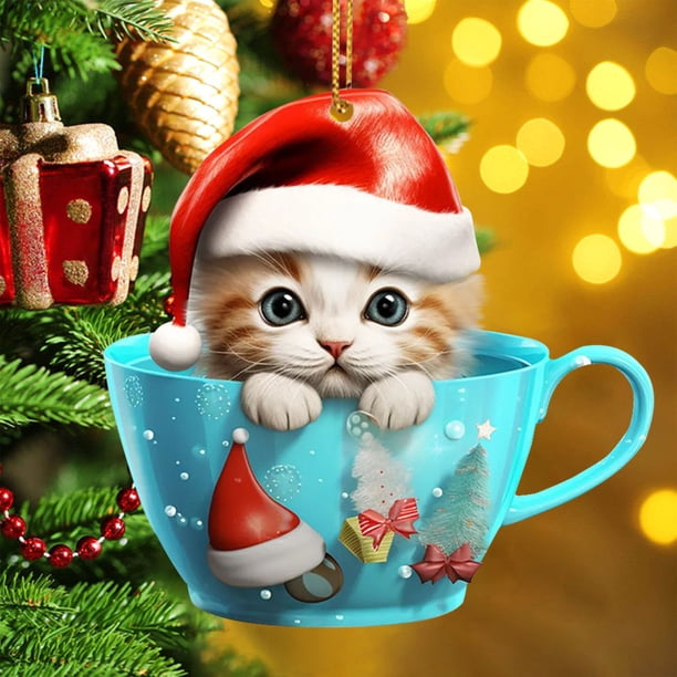 Adornos navideños, regalos navideños, adornos para árbol de Navidad, adornos navideños de acrílico 2D, colgantes para árbol de Navidad, fiestas, coches, decoración del hogar, adornos navideños de acrí