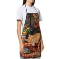 thumbnail image 4 of Pofeuu Sleeping Cat Flowers Print Aprons with Pockets, Cute Aprons for Kitchen, Cooking, Server, Barber, Chef Apron, 4 of 7