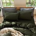thumbnail image 5 of MooMee Pillowcases 100% Washed Cotton Linen Like Textured Envelope Closure Set of 2 (Olive Green, Standard), 5 of 5