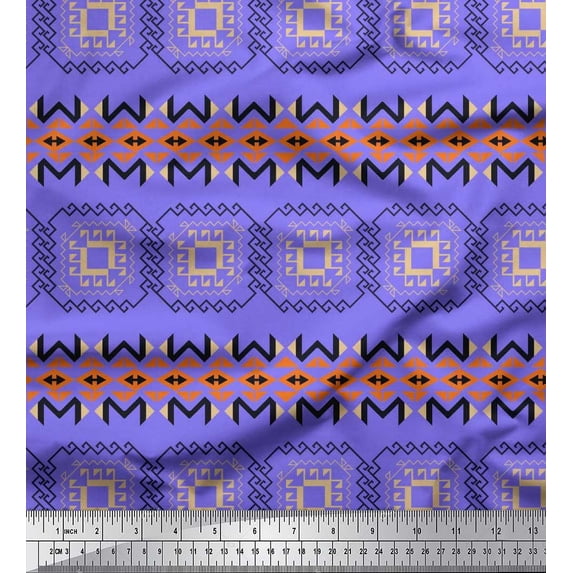 Soimoi Modal Satin Fabric Geometric African Print Fabric by Yard 42 Inch Wide