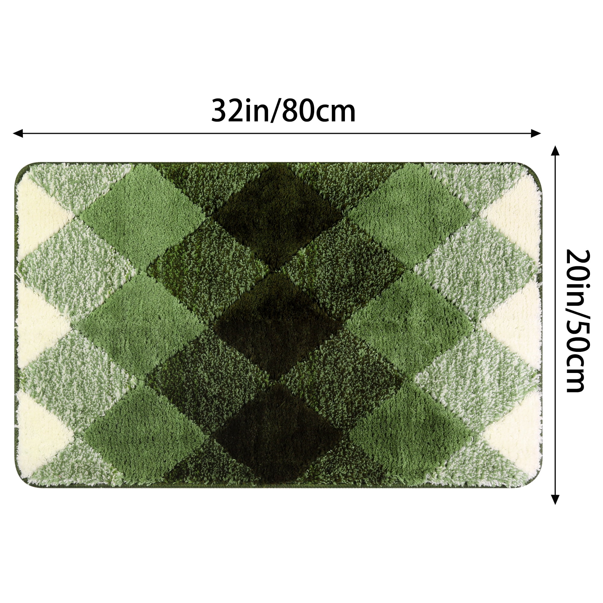Unique Bargains Geometric Pattern Bathroom Rug Mat Soft Absorbent Bath Mat Non-Slip Carpet Green 20" x 32"