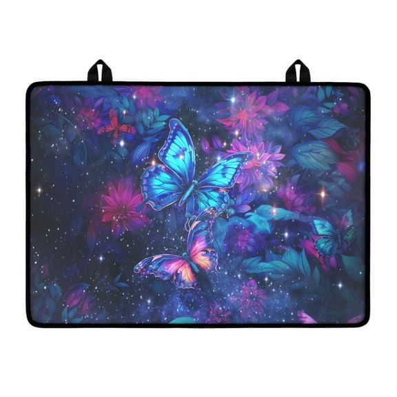 SEANATIVE Stovetop Cover for Induction Stove Multipurpose Glass Cooktop Protector Heatproof Stovetop Mat Protects Stovetop From Dust Scratches Spills, Butterfly Flower Leaves Print