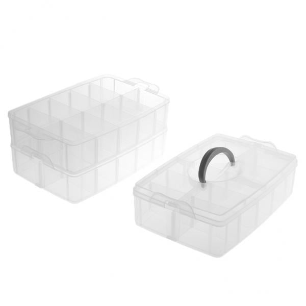 3 Layer 30 Slot Plastic Jewelry Tool Box Bead Holder Storage Case Organizer 