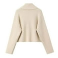 thumbnail image 3 of TKLPEHG Womens Cropped Cardigan Coats Open Front Shawl Fall Trendy Long Sleeve Sweater Jacket (Beige,S), 3 of 8