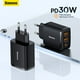 thumbnail image 2 of Cargador de teléfono Baseus 30W USB tipo C PD carga rápida para iPhone 14 13 12 Pro Max QC3.0 carga rápida para Samsung Xiaomi Tan Jianjun  unisex, 2 of 2