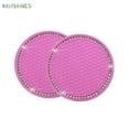 thumbnail image 2 of BadPiggies Pack of 2 Vehicle Bling Cup Holder Insert Coasters Anti Slip Universal 2.75" Silicone Crystal Rhinestone Coasters Car Interior Accessories (Pink), 2 of 10