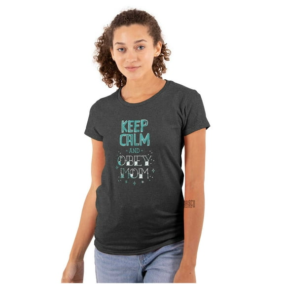 Funny Keep Calm and Obey Mom Joke Womens Fitted Plus Size Graphic Tee Brisco Brands 2X