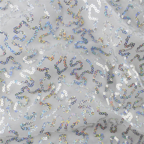White/Silver Sequin Mesh, Fabric By the Yard