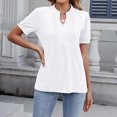 thumbnail image 2 of V Cuello Manga Corta Tops para las Mujeres Primavera Verano Moda Color Sólido Camiseta, Imitación Algodón, 2 of 5