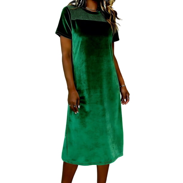 Vestido de Color Sólido Cuello Redondo de las Mujeres Terciopelo Cremallera Montado Suéter Mini Casual, Vestido Casual de las Mujeres