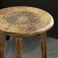 thumbnail image 5 of DecMode 17" x 22" Dark Brown Mango Wood Handmade Intricately Carved Floral Accent Table with Tripod Legs, 1-Piece, 5 of 14