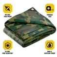 thumbnail image 3 of Core Tarps Extreme Heavy Duty 20 Mil Tarp Cover, Waterproof, UV Resistant, Rip and Tear Proof, Poly Tarpaulin with Reinforced Edges for Roof, Camping, Patio, Pool , Boat (Camouflage/Green 12′ X 16′), 3 of 7